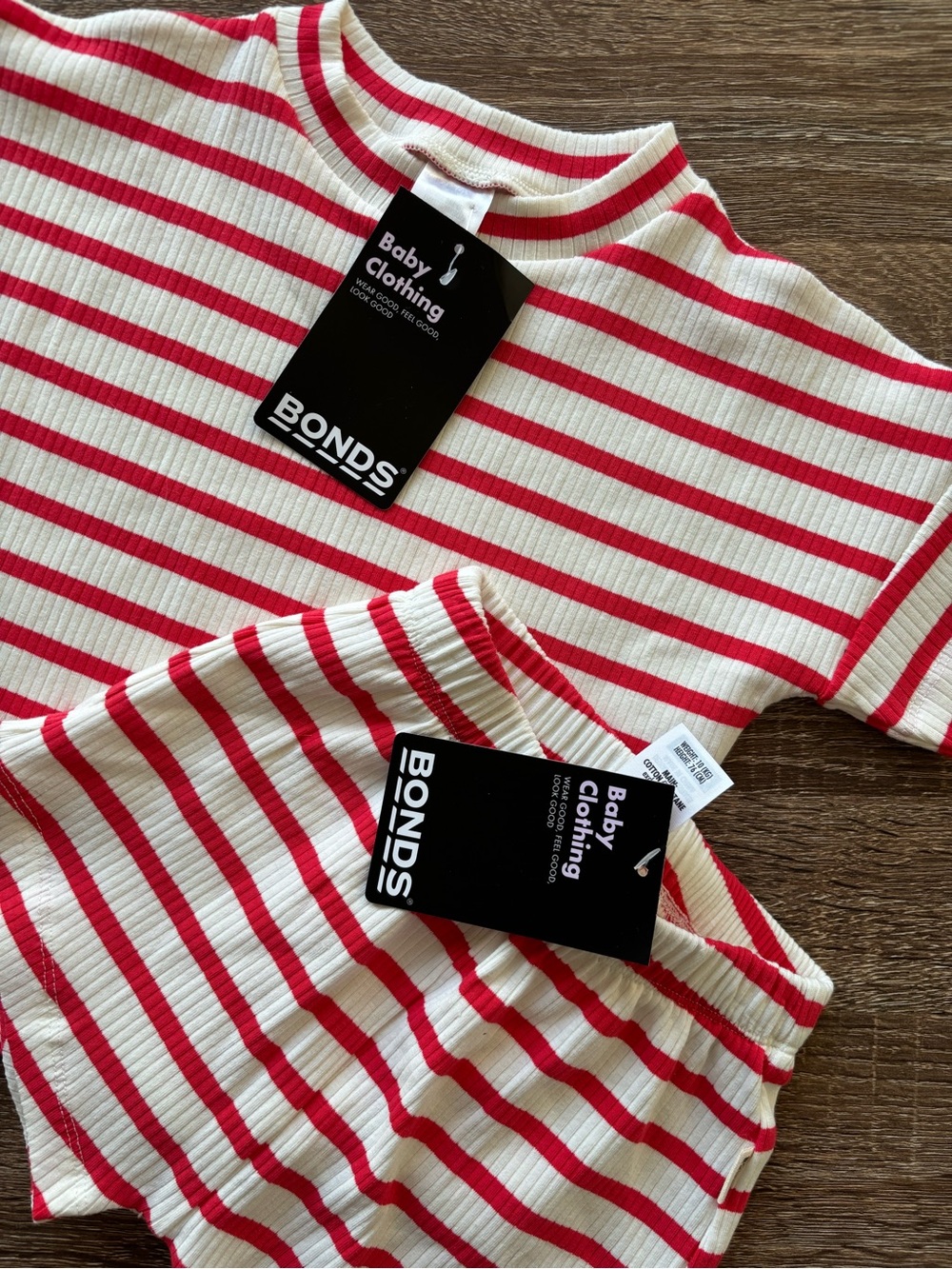 Bonds Cream and Red Striped Kids Matching Set